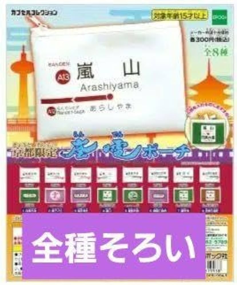 嵐電 駅名版ポーチ 全8種類セット エポック社から１９年８月に京都限定発売 駅名版ポーチ 嵐電 全8種類セット エポック社から19年8月に